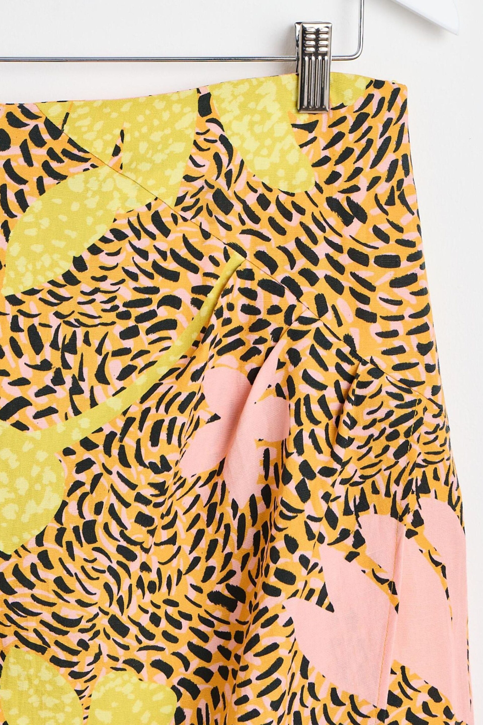 Oliver Bonas Yellow Palm Print Midi Skirt - Image 4 of 6