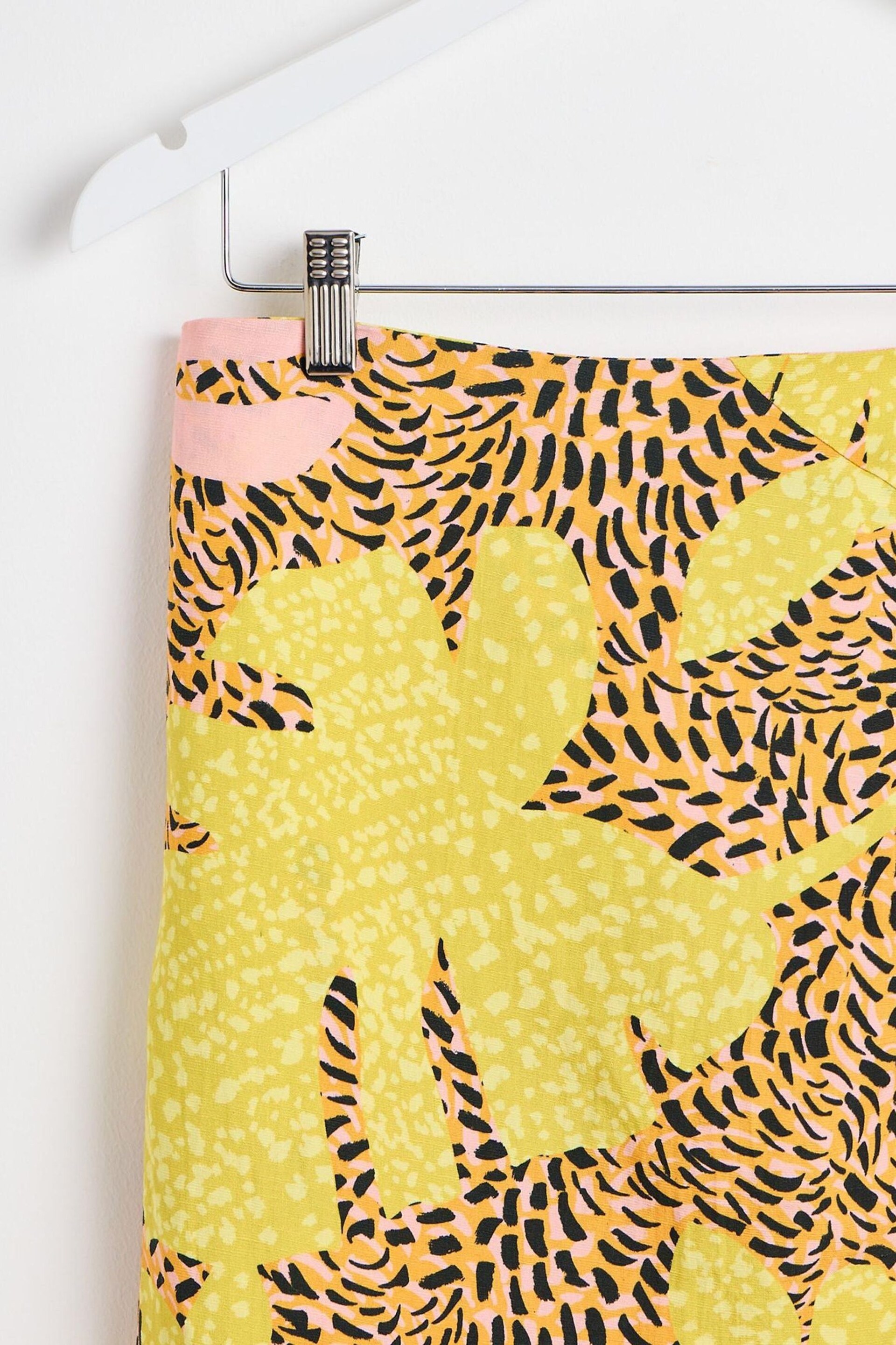 Oliver Bonas Yellow Palm Print Midi Skirt - Image 5 of 6