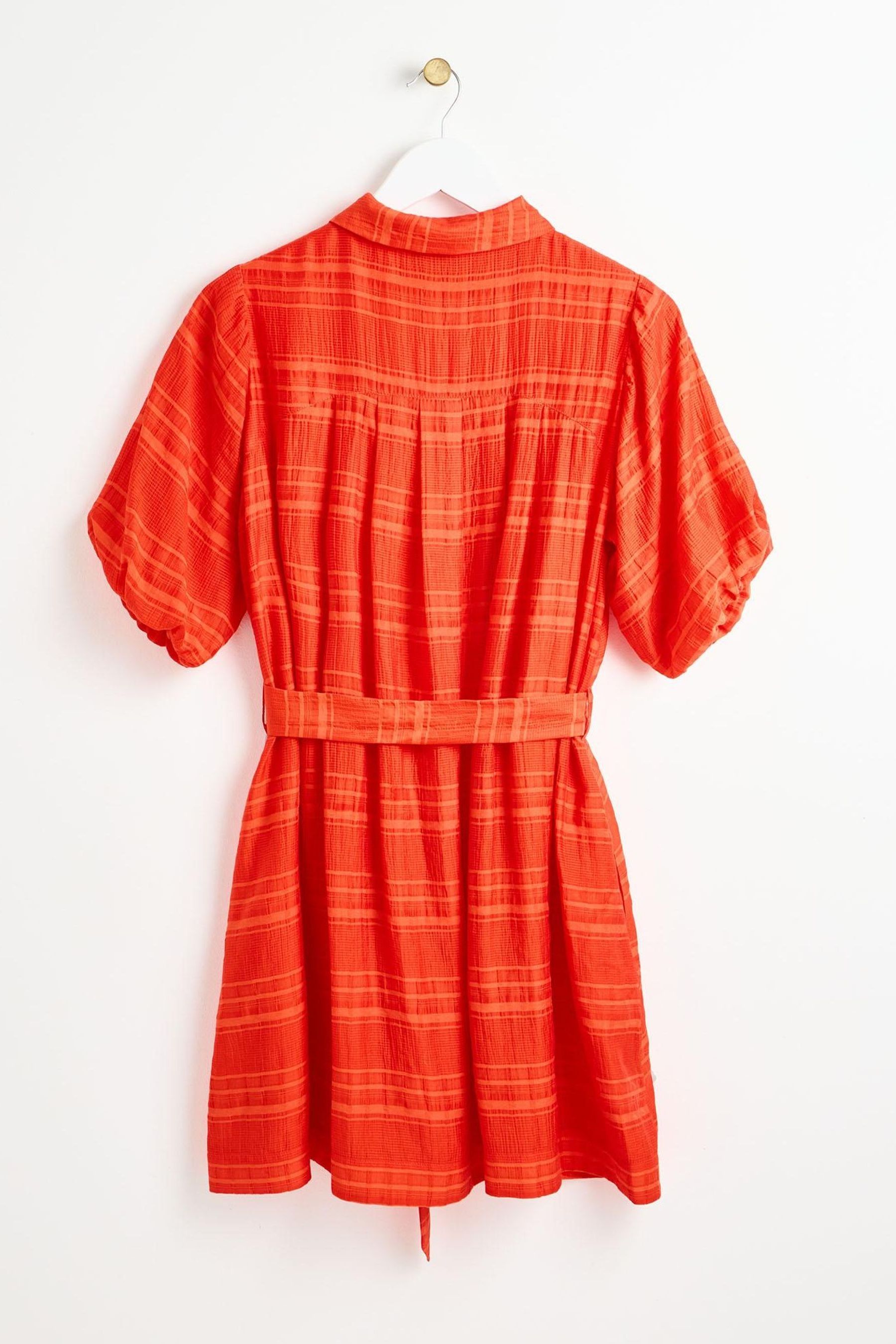 Buy Oliver Bonas Orange Textured Stripe Mini Shirt Dress from the Next UK online shop