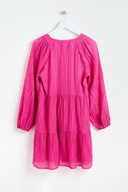 Oliver Bonas Pink Textured Tiered Mini Dress - Image 2 of 6