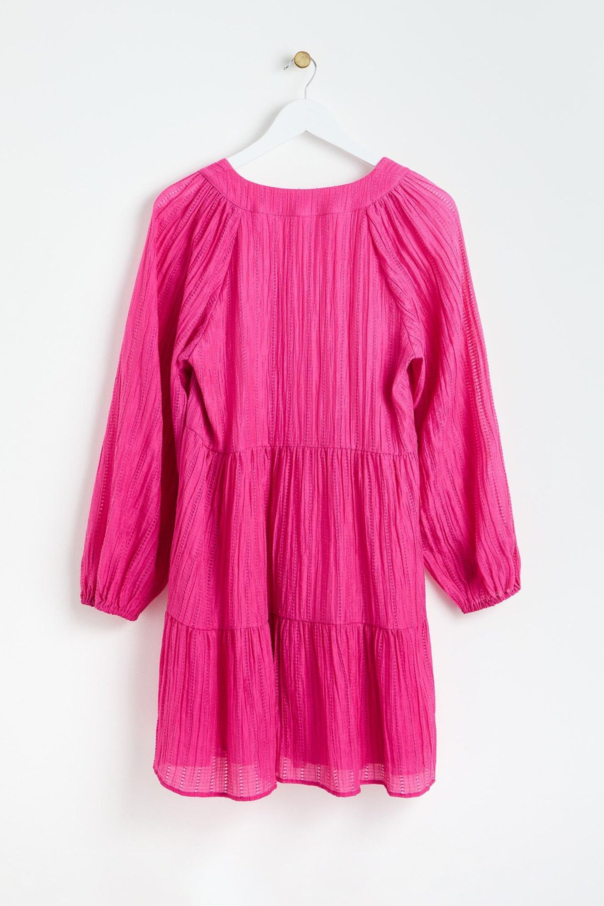 Oliver Bonas Pink Textured Tiered Mini Dress - Image 2 of 6