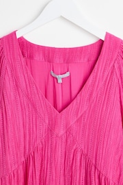 Oliver Bonas Pink Textured Tiered Mini Dress - Image 3 of 6