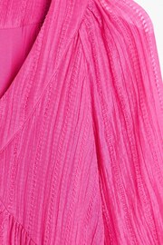 Oliver Bonas Pink Textured Tiered Mini Dress - Image 4 of 6
