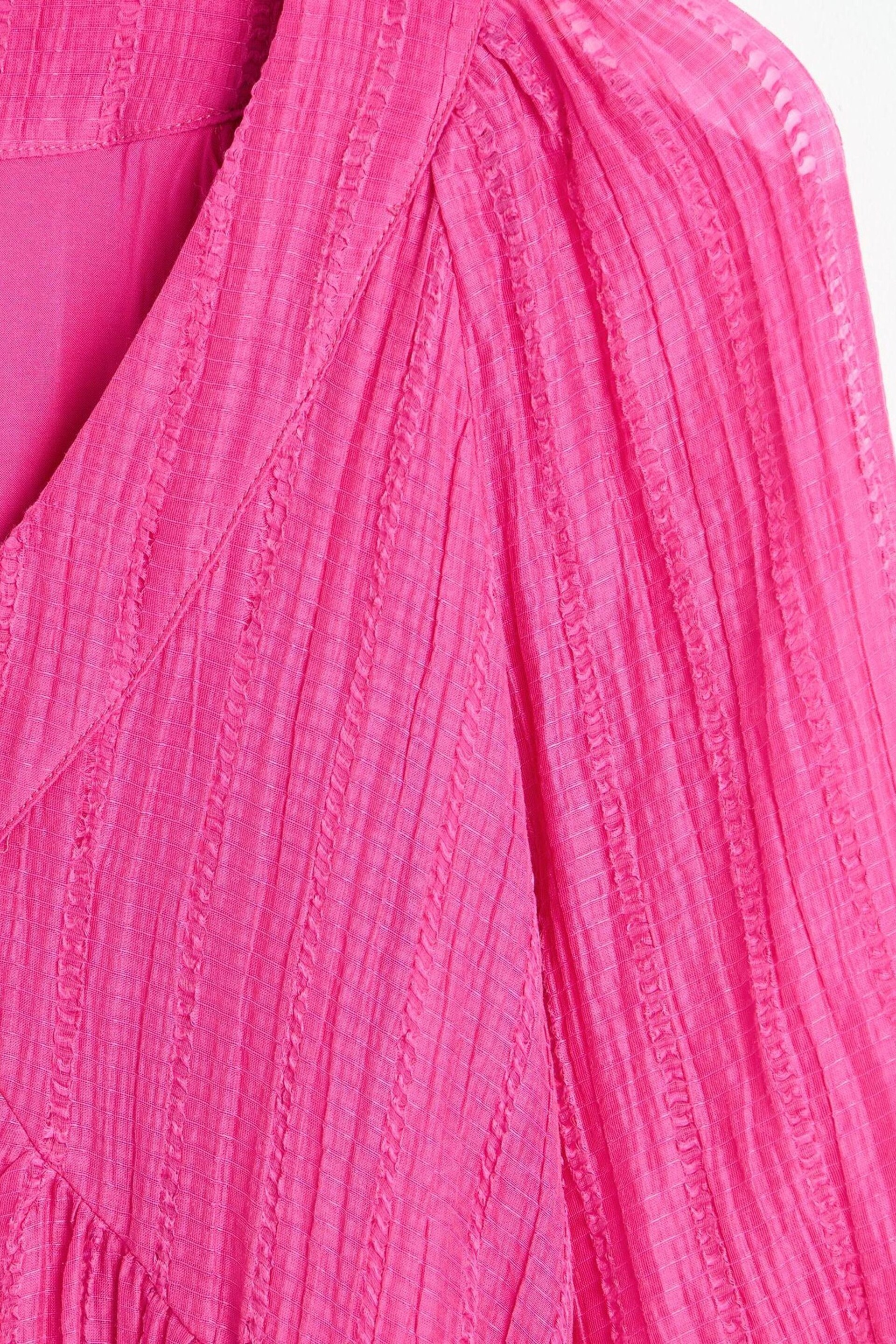 Oliver Bonas Pink Textured Tiered Mini Dress - Image 4 of 6