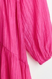 Oliver Bonas Pink Textured Tiered Mini Dress - Image 5 of 6