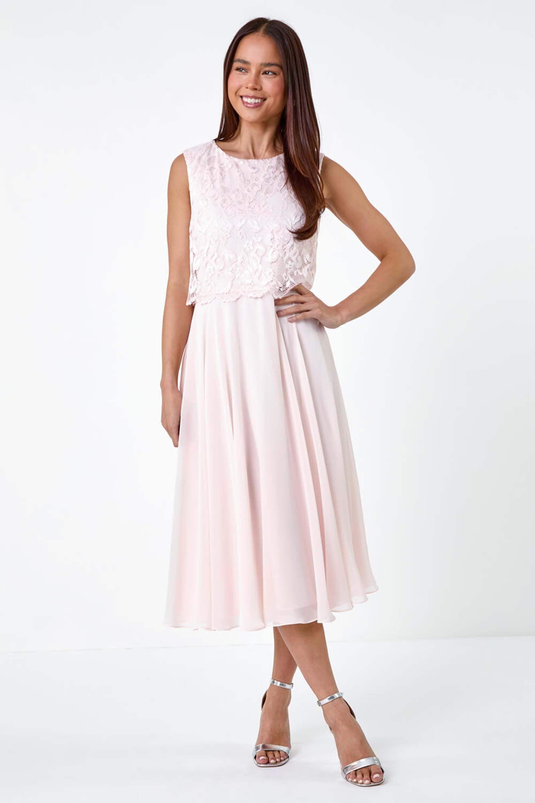 Pink lace summer dress clearance