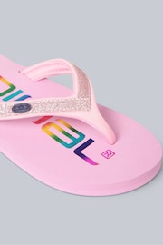 Animal Kids Pink Swish Glitter Logo Flip Flops - Image 4 of 5