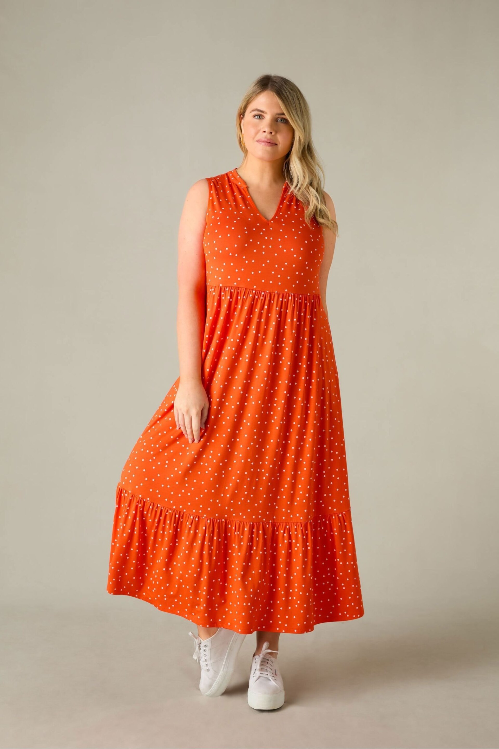 Live Unlimited Petite Spot Print Jersey Sleeveless Midi Dress - Image 1 of 4