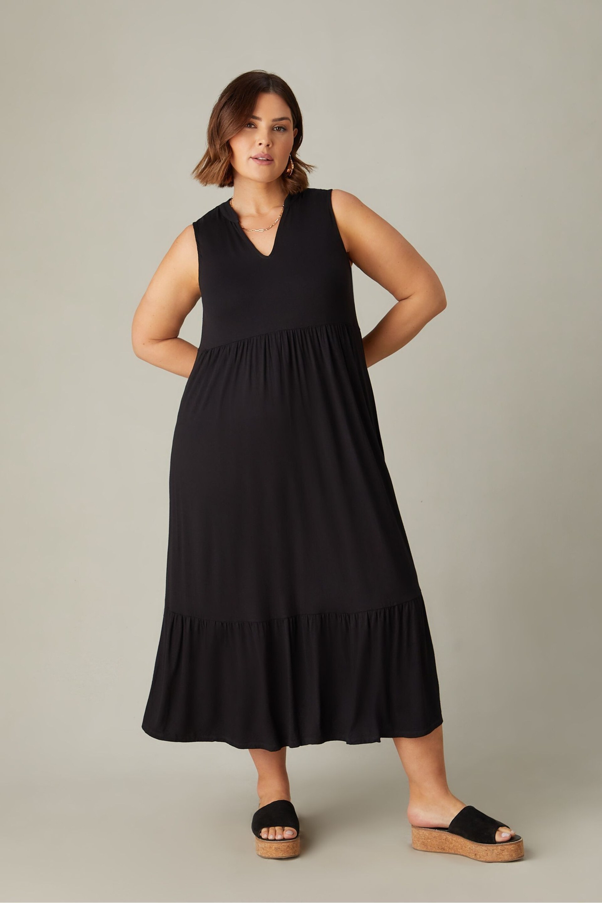 Live Unlimited Curve Jersey Sleeveless Midi Black Dress - Image 3 of 7