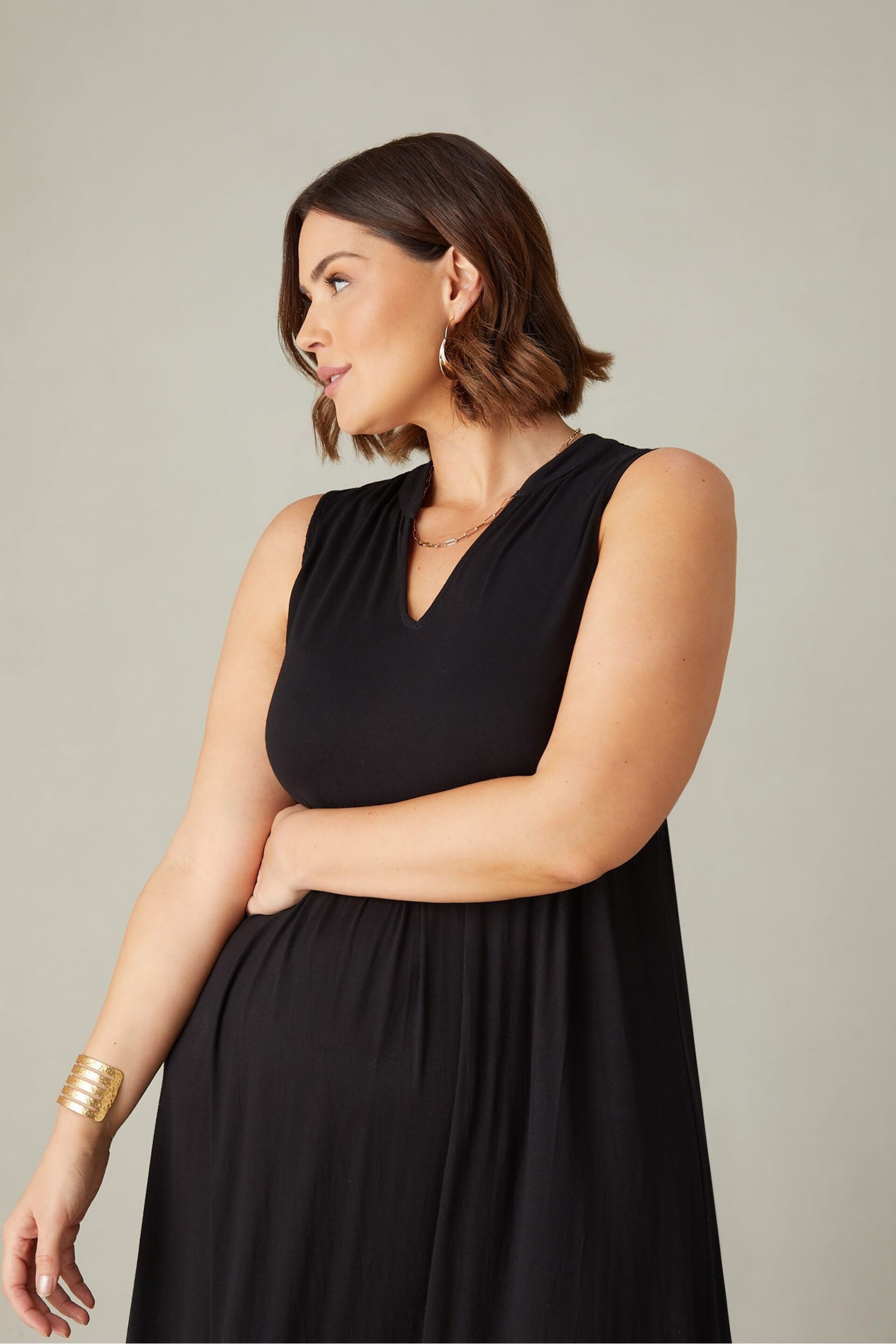 Live Unlimited Curve Jersey Sleeveless Midi Black Dress - Image 4 of 7