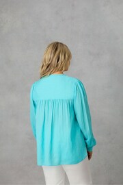 Live Unlimited Blue Curve Nehru Collar Blouse - Image 4 of 9