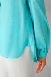 Live Unlimited Blue Curve Nehru Collar Blouse - Image 7 of 9