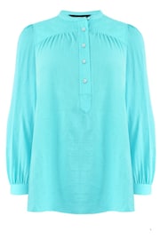 Live Unlimited Blue Curve Nehru Collar Blouse - Image 8 of 9