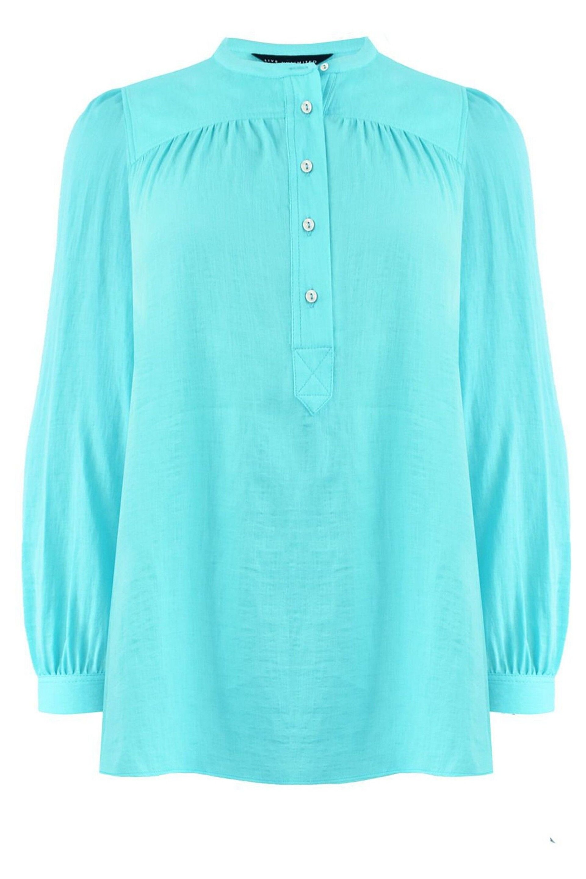 Live Unlimited Blue Curve Nehru Collar Blouse - Image 8 of 9