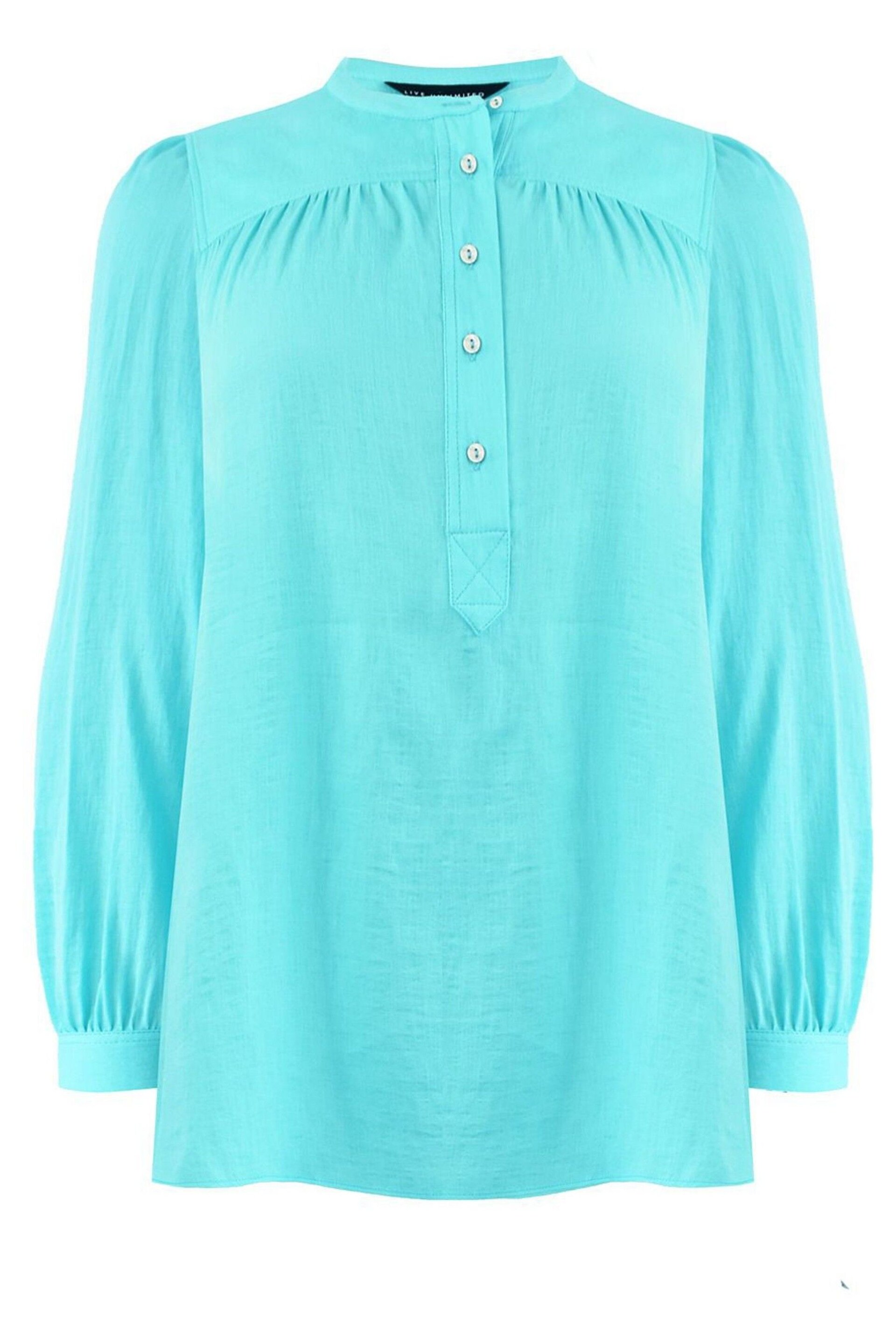 Live Unlimited Blue Curve Nehru Collar Blouse - Image 9 of 9