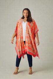 Live Unlimited Red Curve Scarf Print Kimono - Image 2 of 5