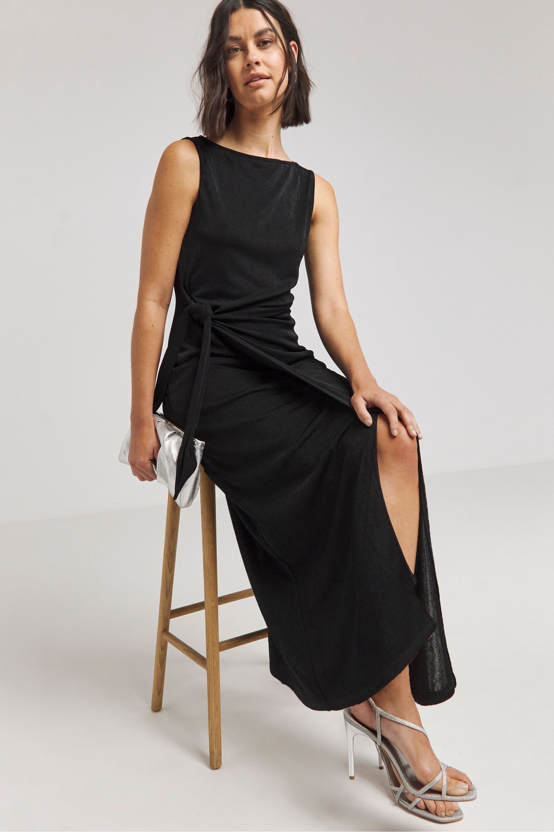 Buy Simply Be Black Slinky Wrap Dress from Next Luxembourg