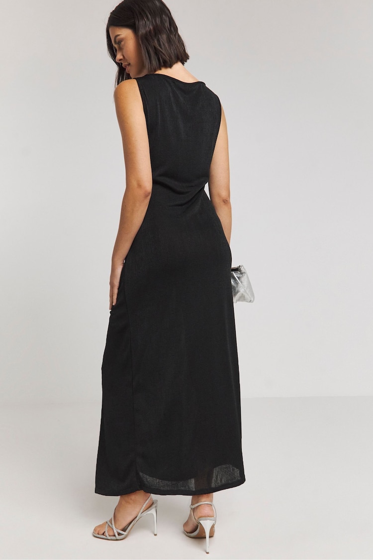 Simply Be Black Slinky Wrap Dress - Image 2 of 4