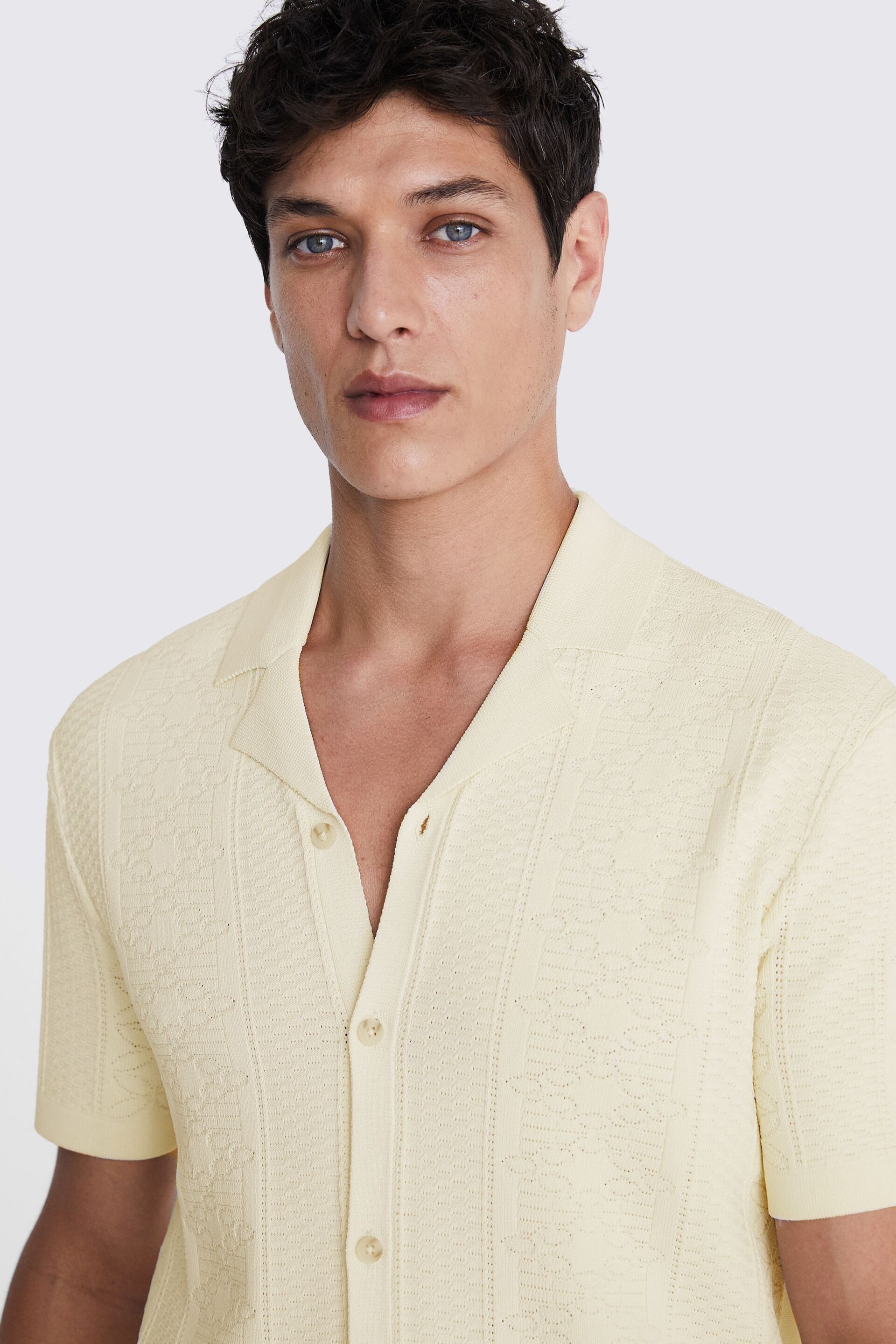 MOSS Natural Pointelle Knitted Shirt - Image 3 of 5