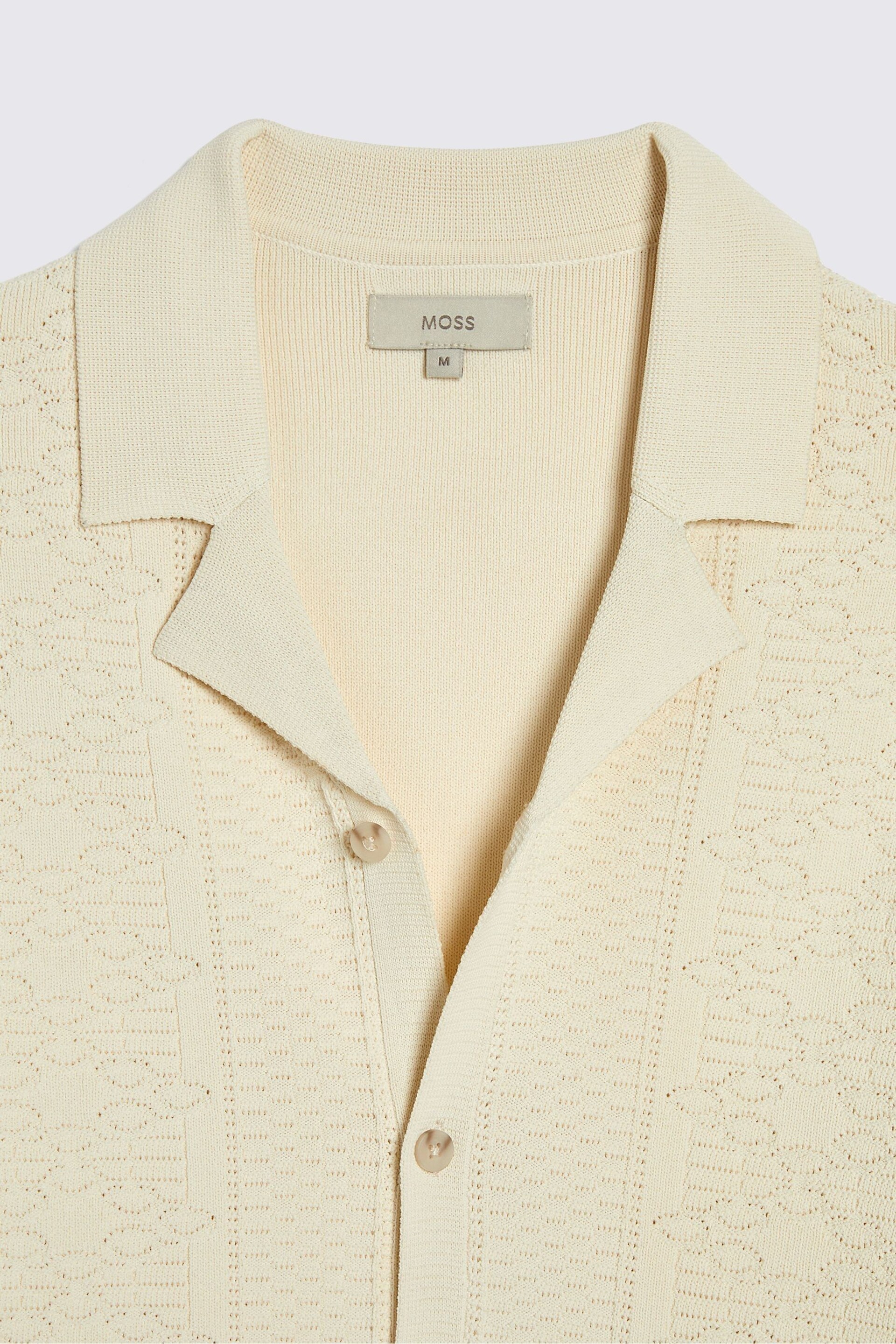 MOSS Natural Pointelle Knitted Shirt - Image 5 of 5