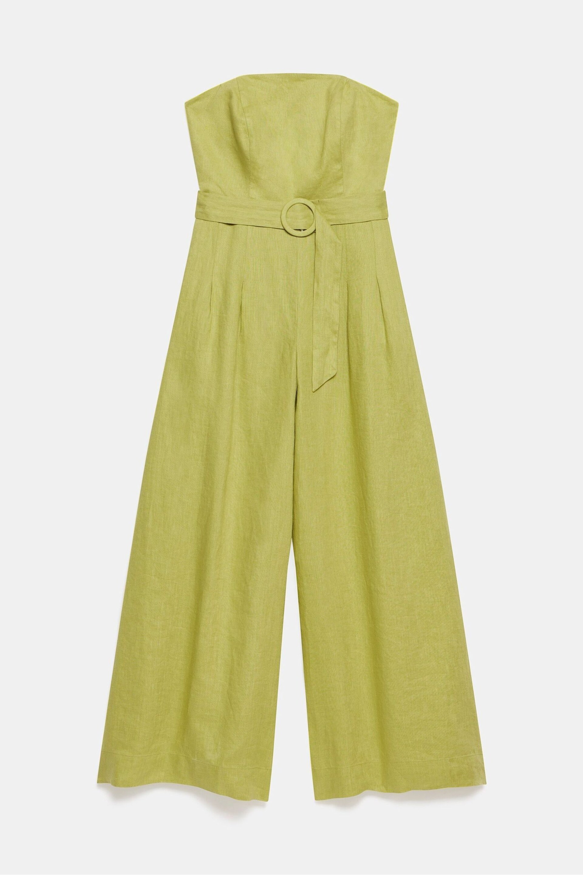 Mint Velvet Green Linen Belted Bandeau Jumpsuit - Image 3 of 4