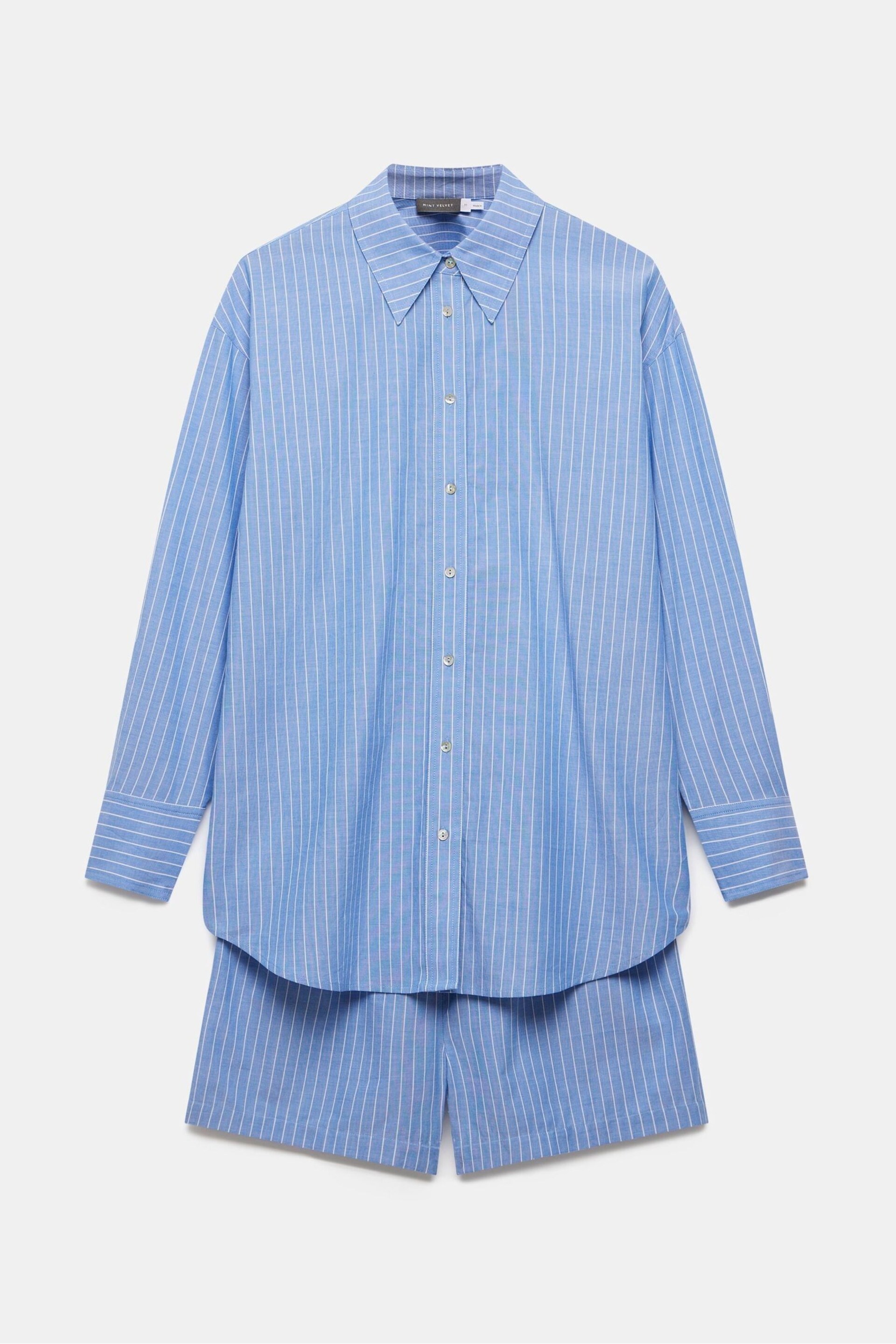 Mint Velvet Blue Cotton Shirt & Shorts Set - Image 3 of 4