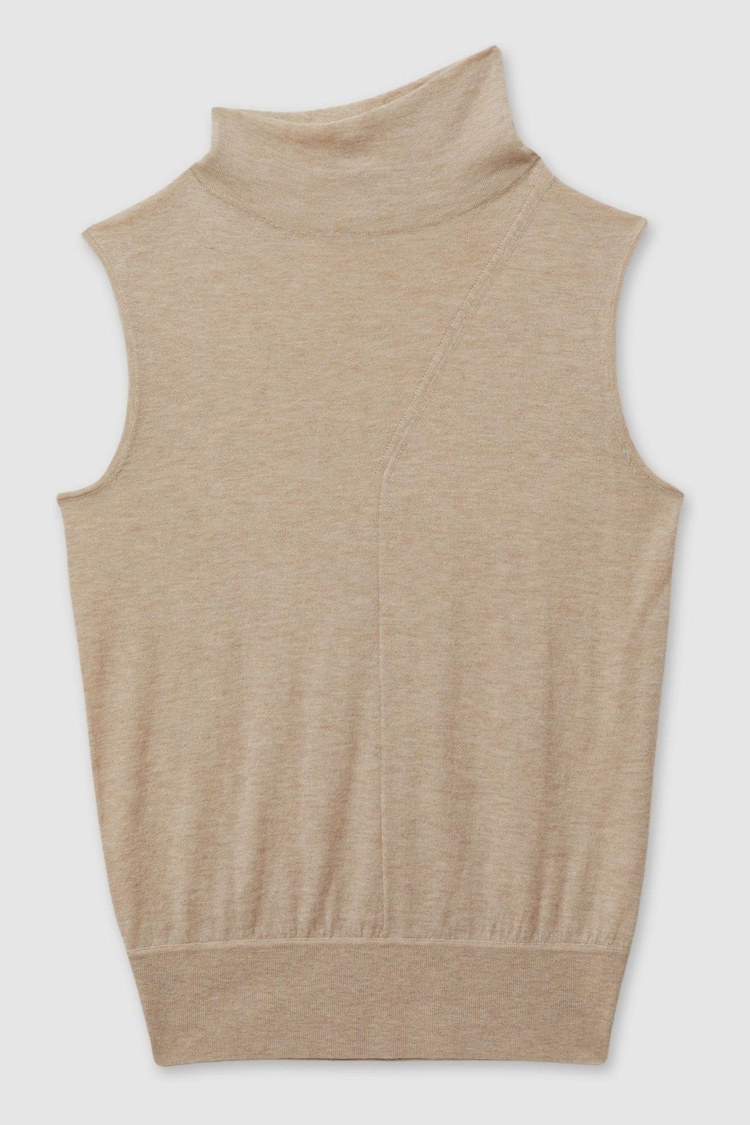 Reiss Neutral Harper Wool Slouched Sleeveless Top - Image 2 of 5