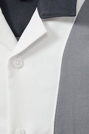 Reiss Blue Dalorian Teen Colourblock Cuban Collar Shirt - Image 4 of 4