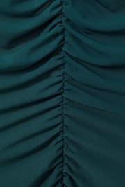 Reiss Teal Lyra Mesh Jersey Ruched Midi Dress - Image 5 of 5