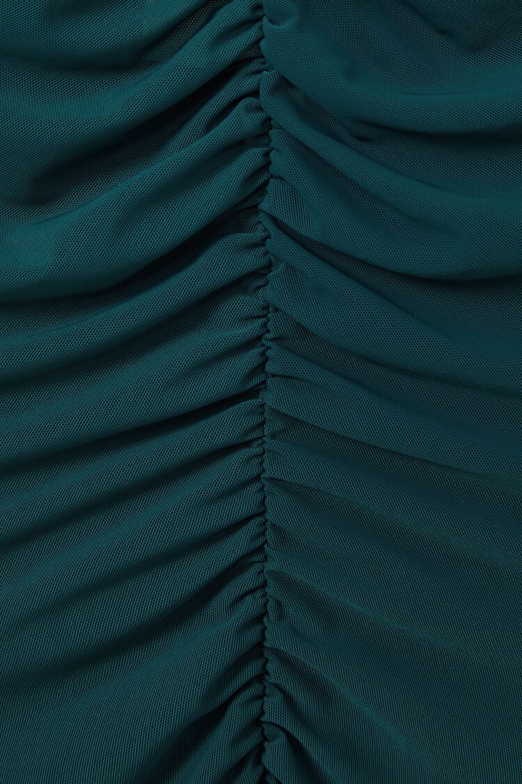 Buy Reiss Teal Lyra Mesh Ruched Midi Dress from the Next UK online shop