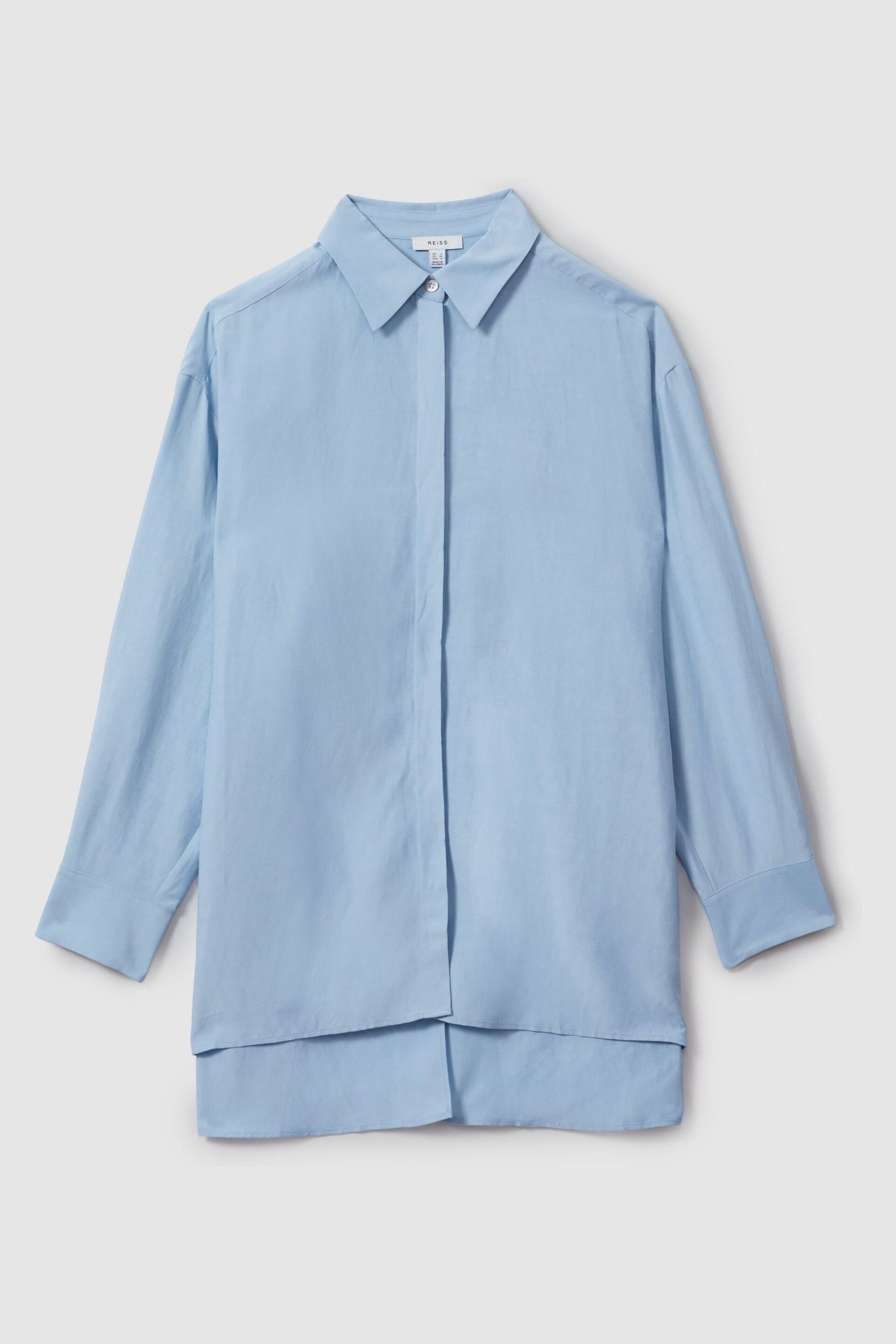 Reiss Blue Beatrix Oversized Shirt With Linen - Image 2 of 5