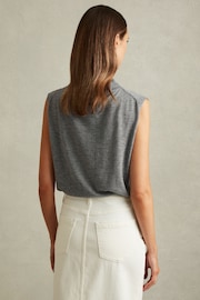 Reiss Grey Harper Wool Slouched Sleeveless Top - Image 4 of 5