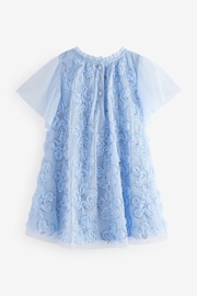 Blue Mesh Flower Print  Dress (3mths-7yrs) - Image 2 of 4