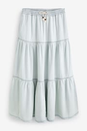 Simply Be Blue Lightweight Denim Tiered Maxi Skirt - Image 5 of 5