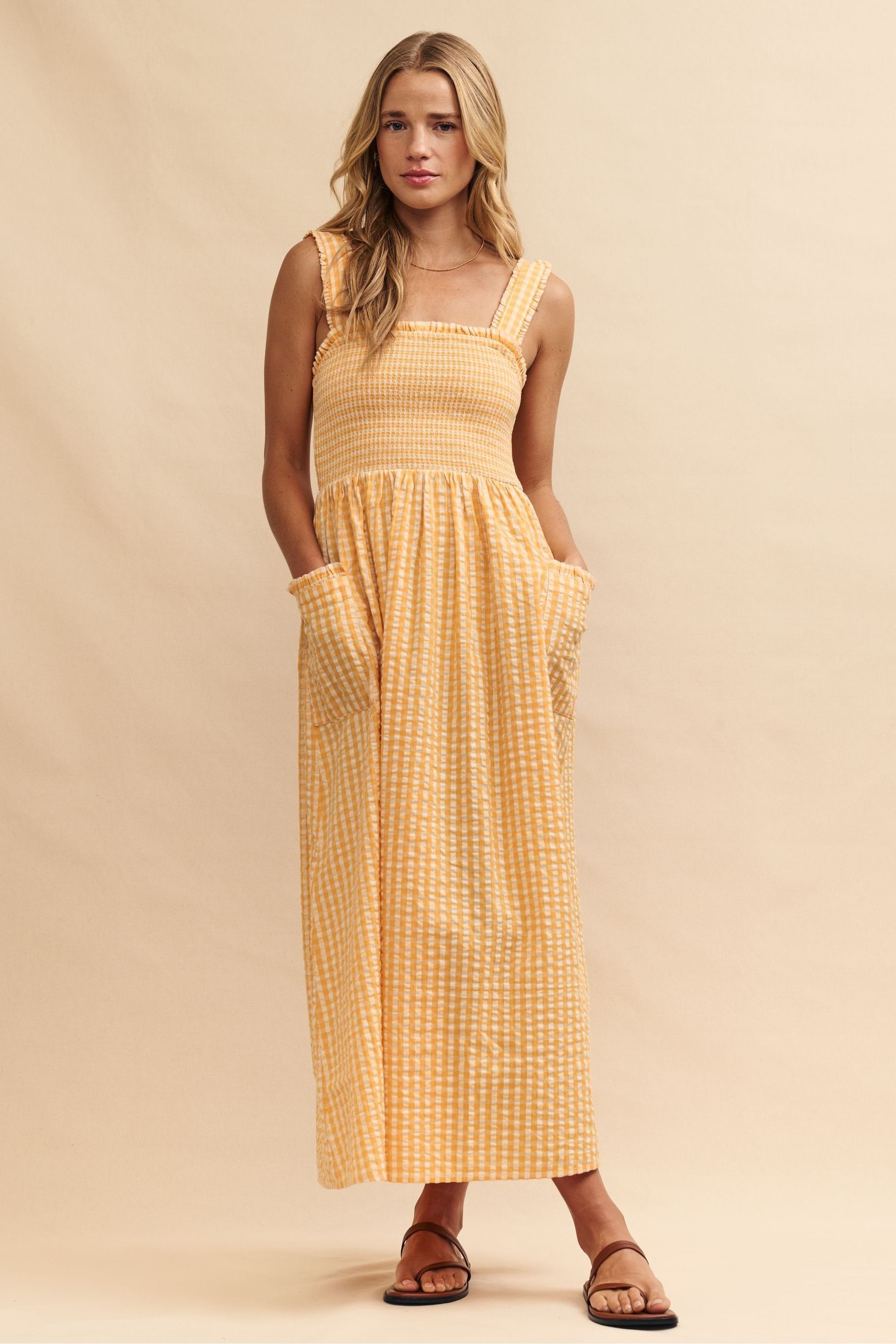 Buy Nobody s Child Yellow Dionne Midaxi Gingham Check Dress from the Next UK online shop