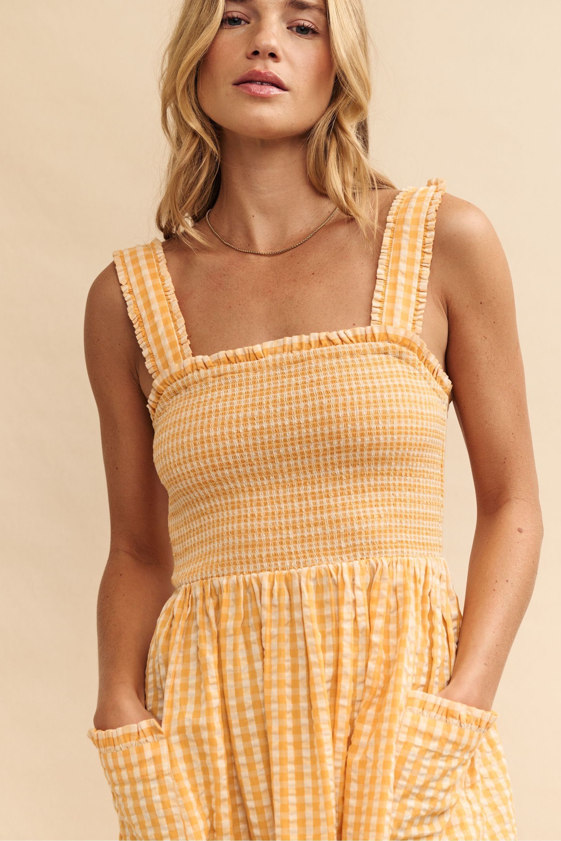 Buy Nobody s Child Yellow Dionne Midaxi Gingham Check Dress from the Next UK online shop