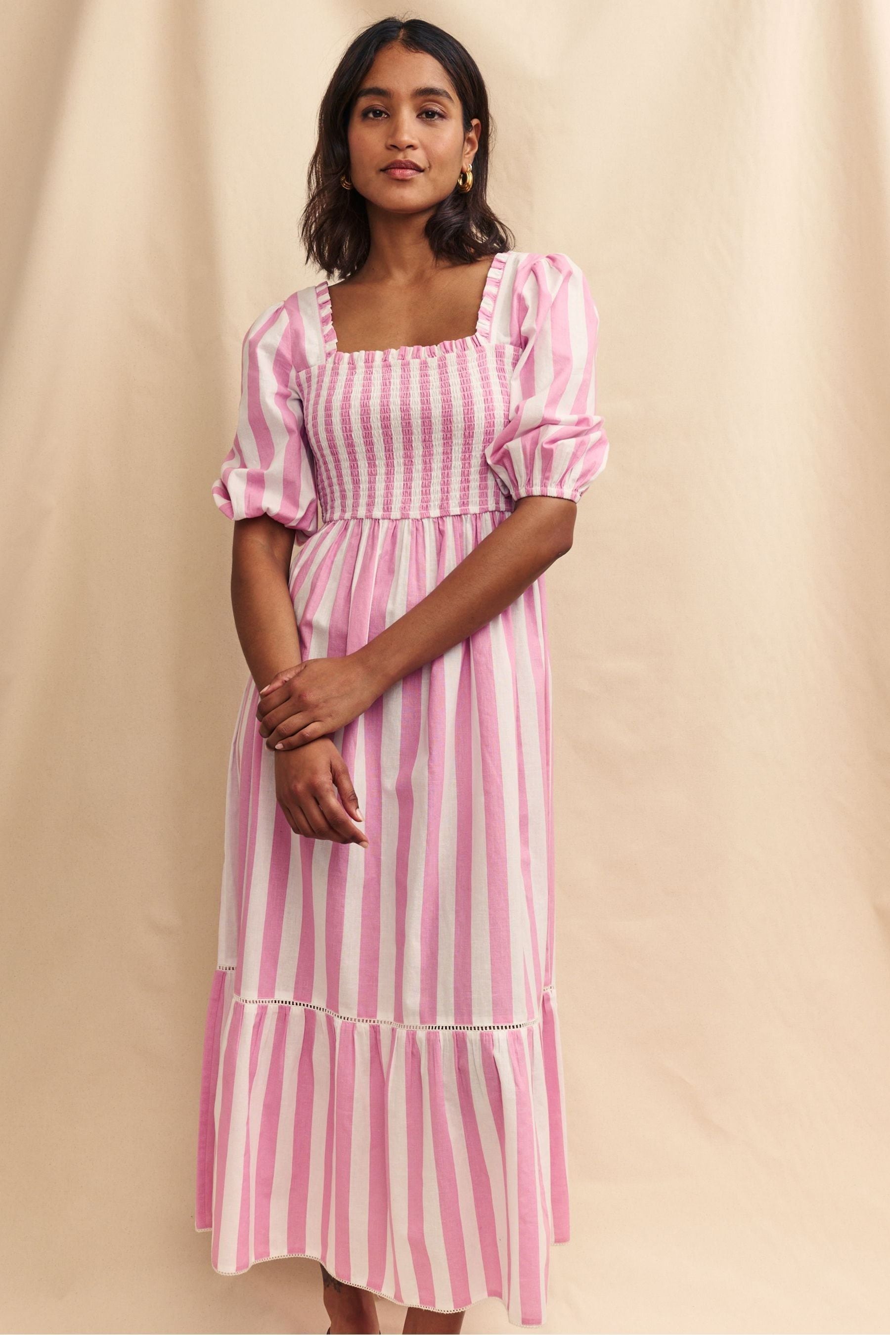 Buy Nobody s Child Pink Elsa Stripe Midi Dress from the Next UK online shop