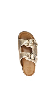 Dune London Gold Lequin Double Buckle Footbed Sandals - Image 6 of 7