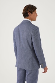 Skopes Tailored Fit Blue Herringbone Double Breasted Suit: Jacket - Image 5 of 9