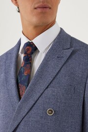 Skopes Tailored Fit Blue Herringbone Double Breasted Suit: Jacket - Image 6 of 9