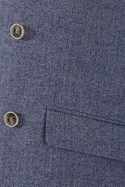 Skopes Tailored Fit Blue Herringbone Double Breasted Suit: Jacket - Image 8 of 9