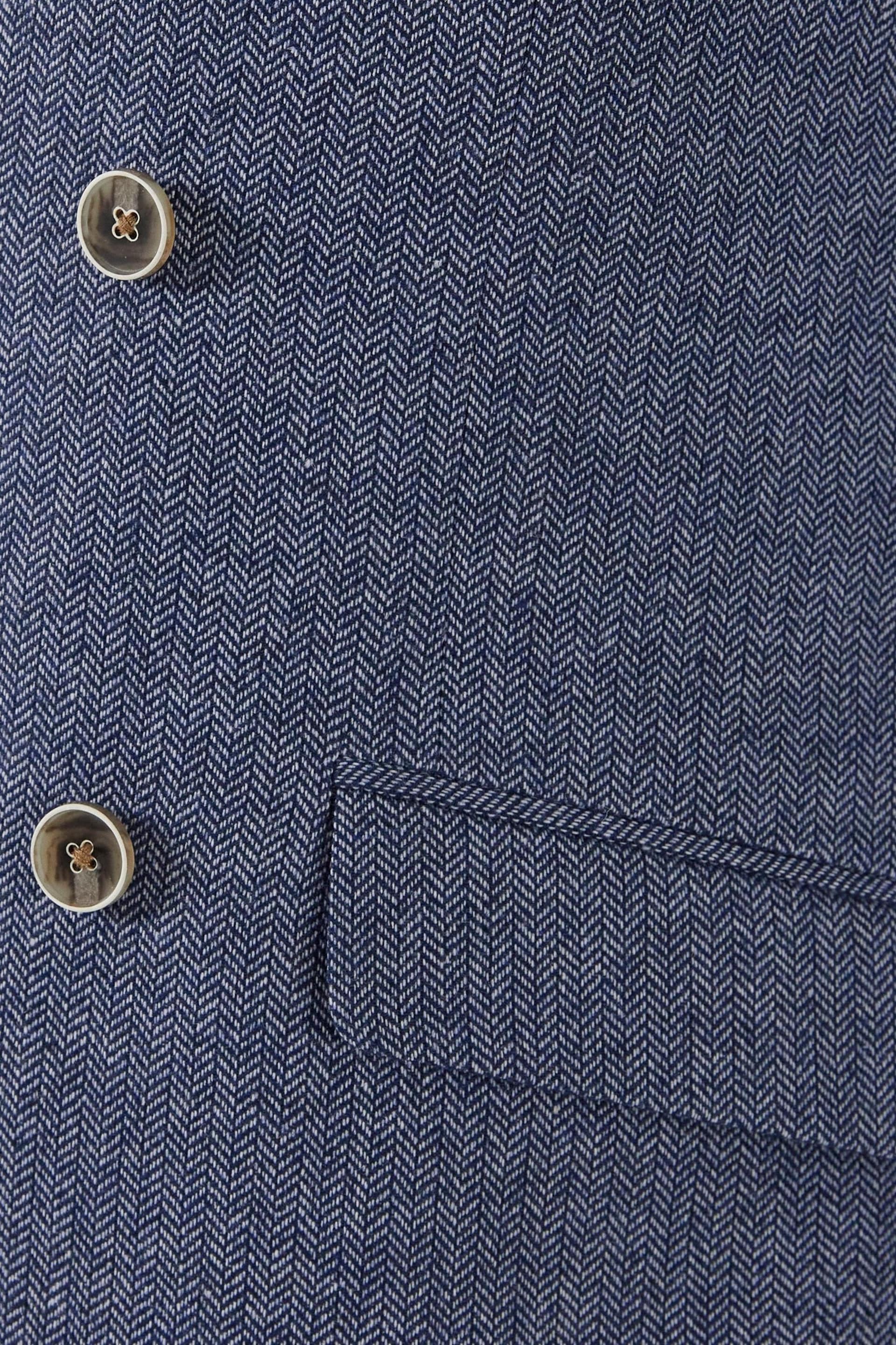 Skopes Tailored Fit Blue Herringbone Double Breasted Suit: Jacket - Image 8 of 9