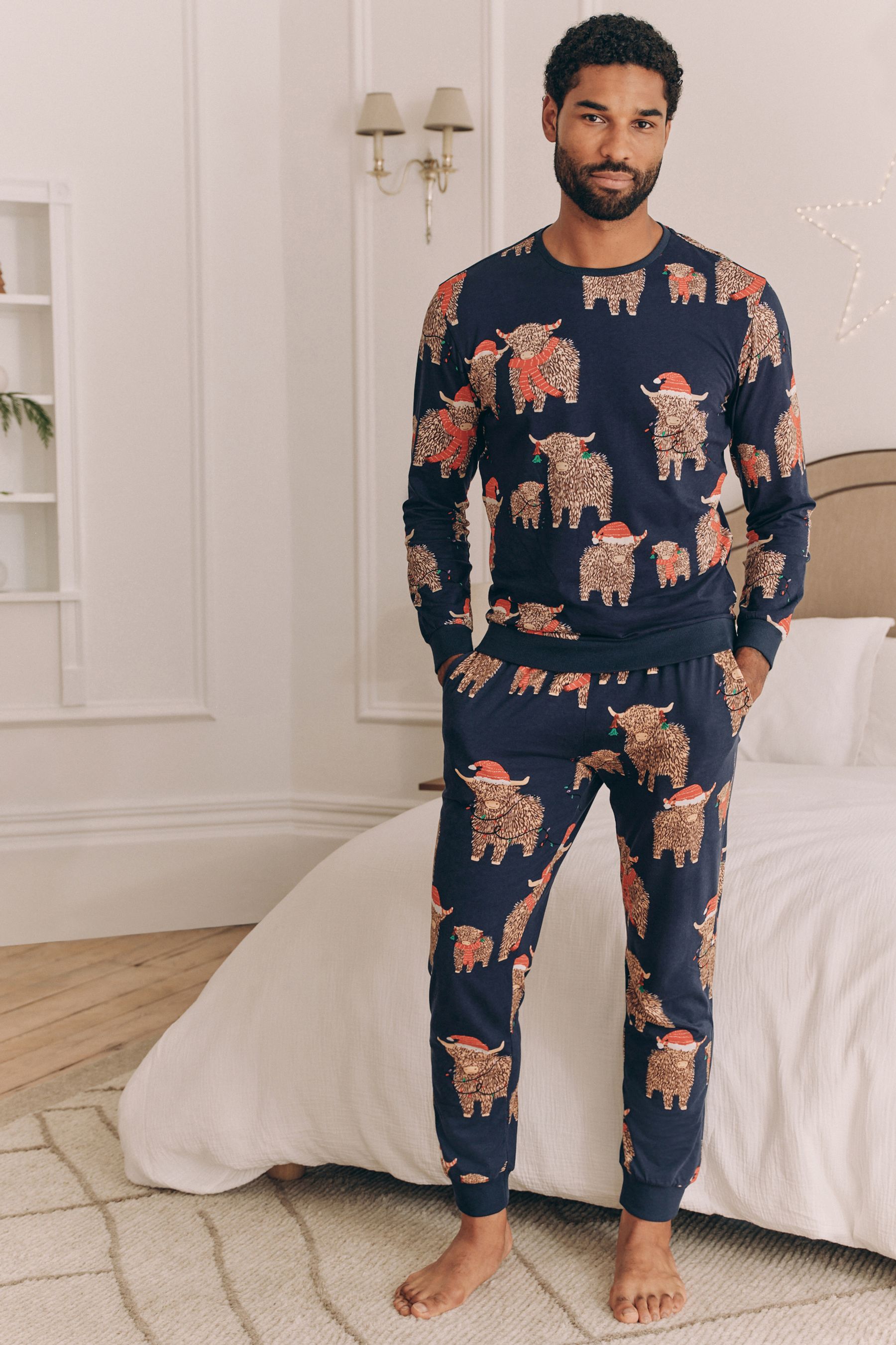 Mens fleece christmas pyjamas hot sale