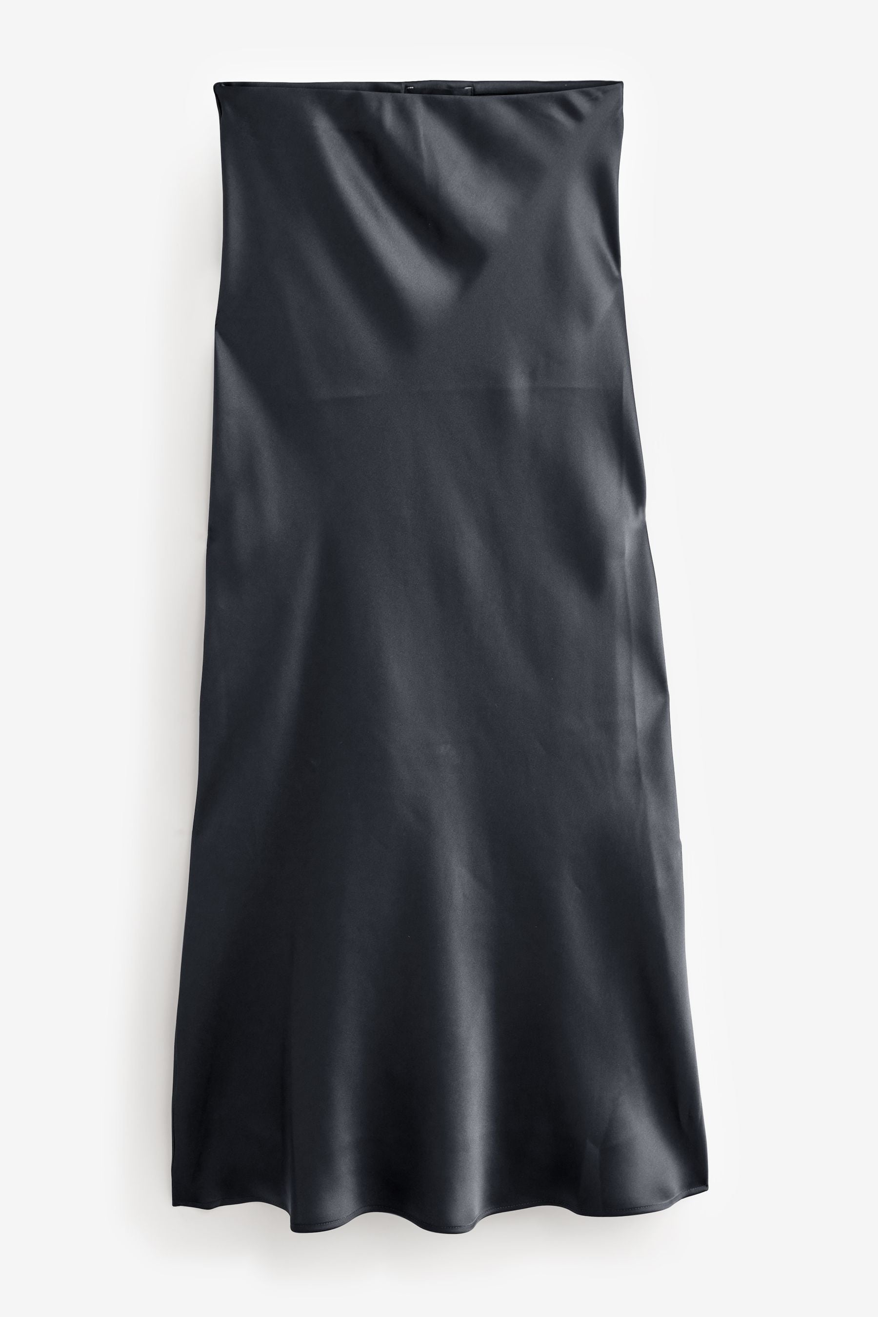 Black satin skirt midi best sale