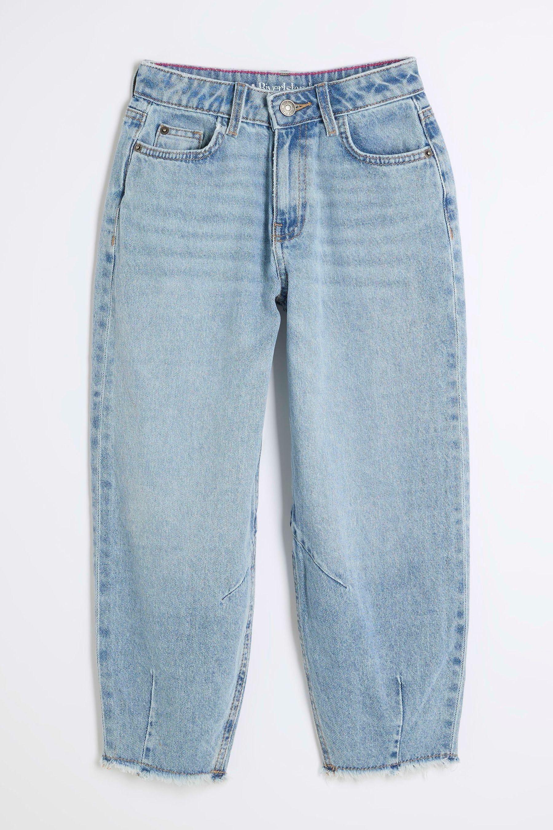 River Island Blue Girls Denim Barrel Leg Jeans