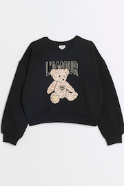 River Island Black Girls Leopard Bear Sweater - Image 1 of 4