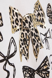 River Island White Girls Graphic Leopard Bow T-Shirt - Image 4 of 4