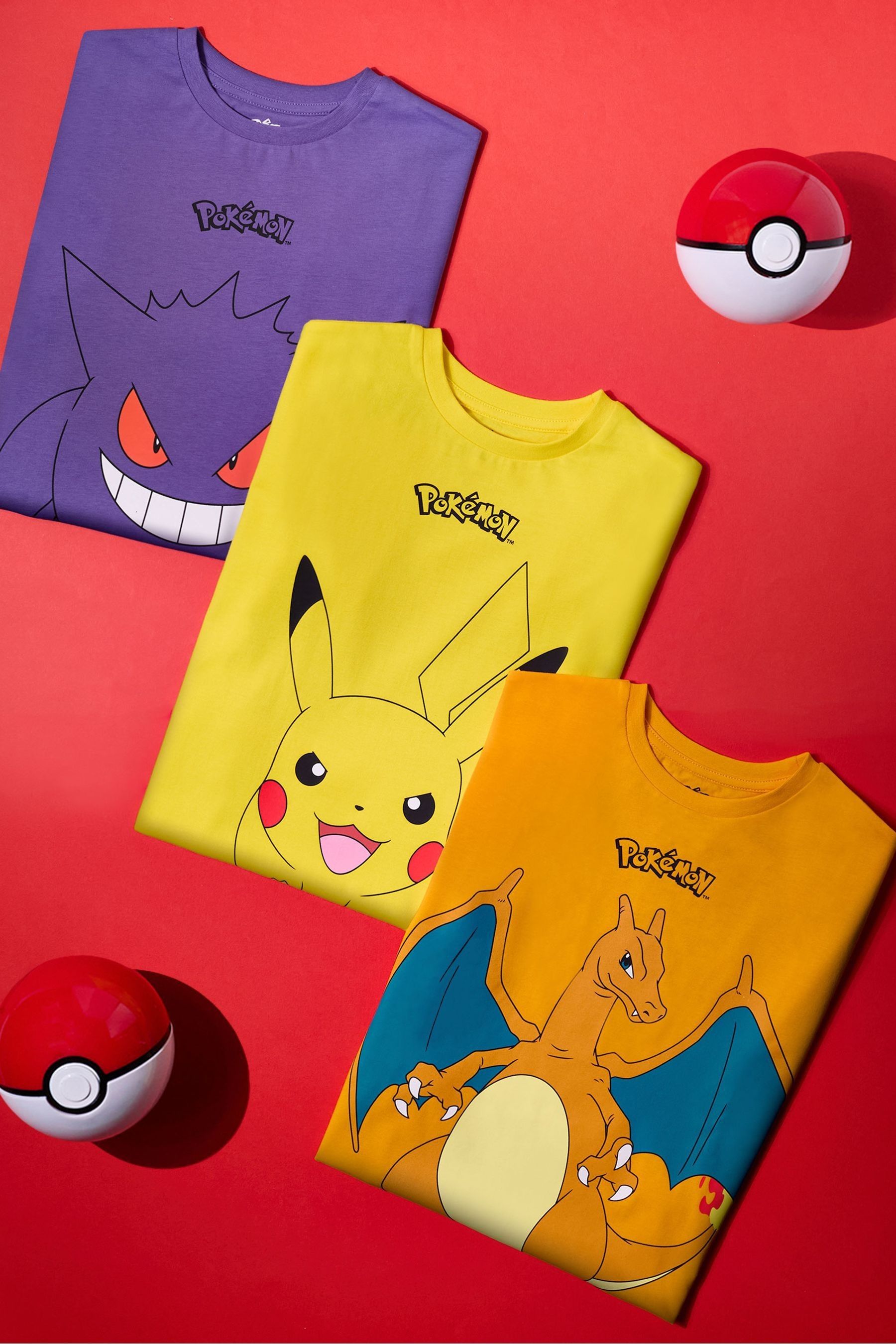 Buy Vanilla Underground Boys Pokemon 100 Cotton T Shirts 3 Pack from the Next UK online shop