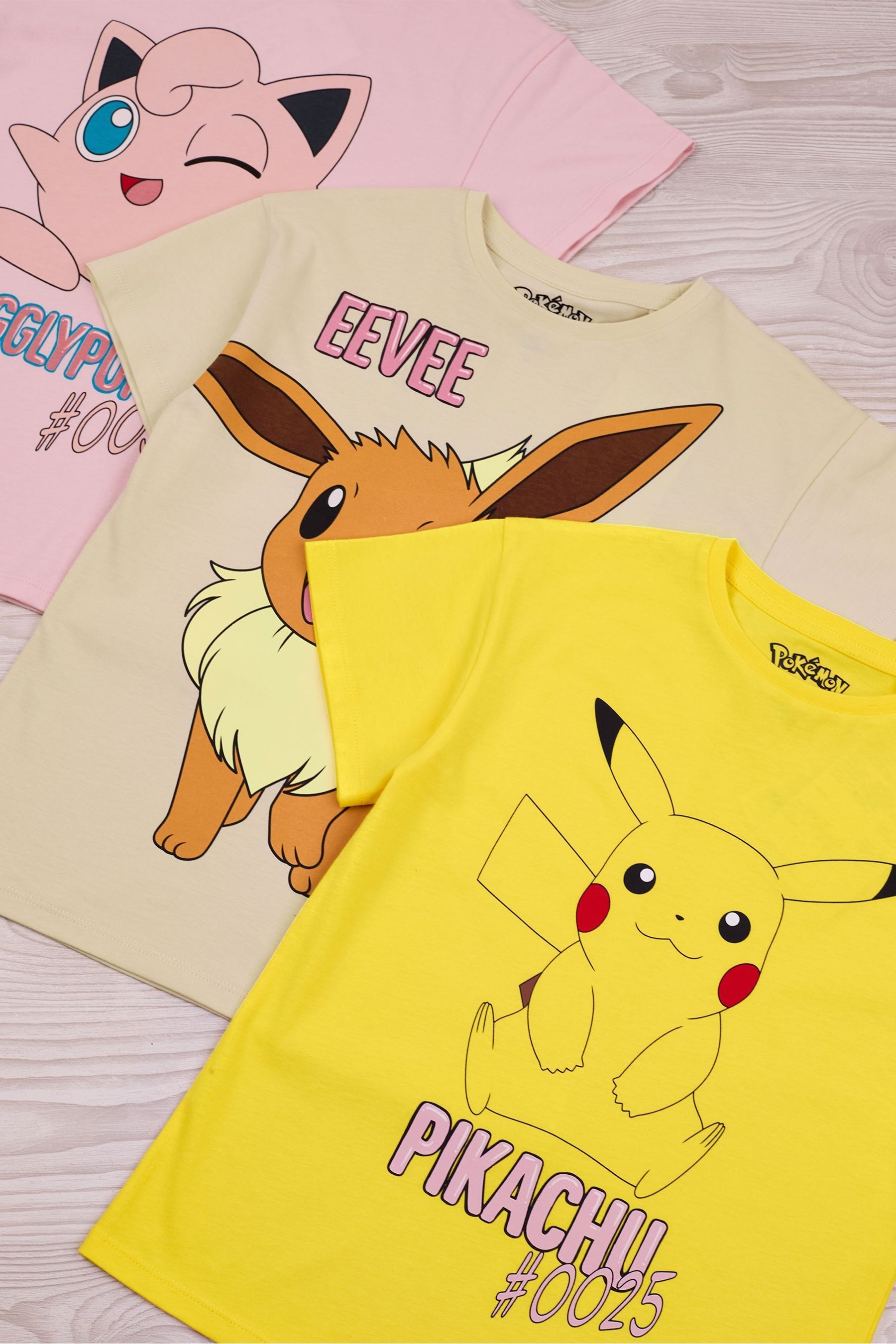 Buy Vanilla Underground Yellow Girls Pokemon 100 Cotton T Shirts 3 Pack from the Next UK online shop