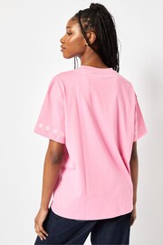 Skinnydip Oversized Pink Stay In Your Lane T-Shirt - Image 2 of 5